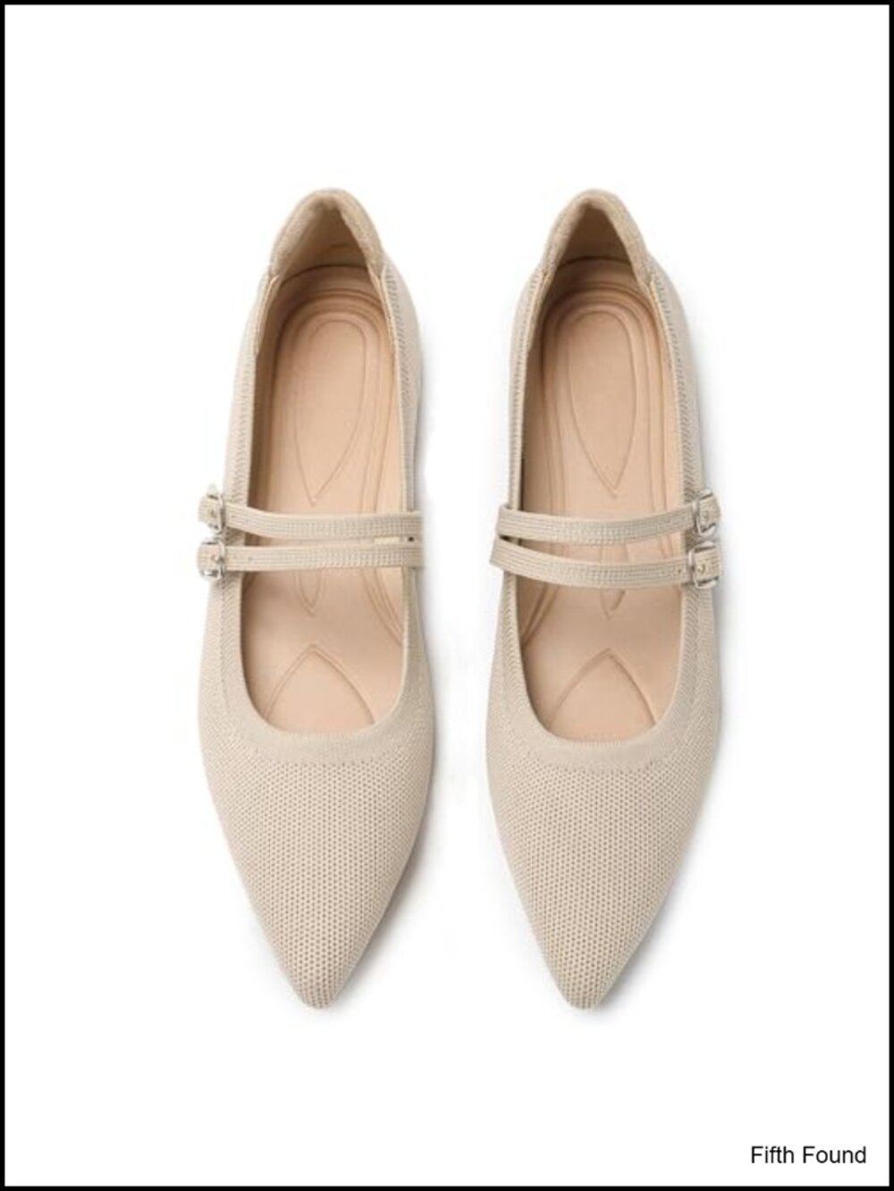 Women's Pointed Toe Ballet Flats Knit Mary Jane Shoes Memory Foam
